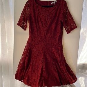 Elegant Rust Lace Dress